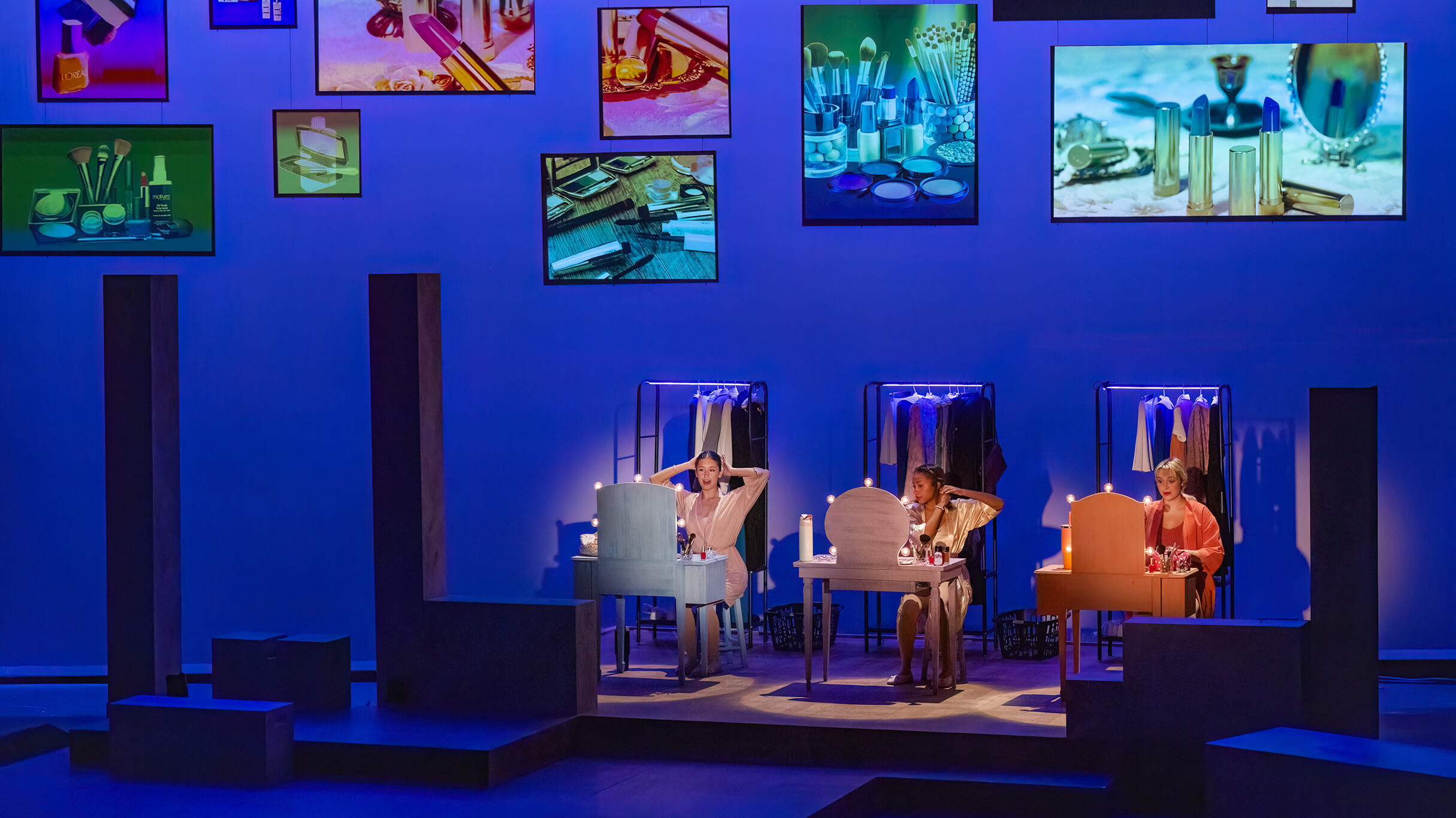 Jaz Gomez, Noelle Camryn, and Samantha Ophelia in Vanities: The Musical. 2025/26 Season. Photo by Tim Fuller.